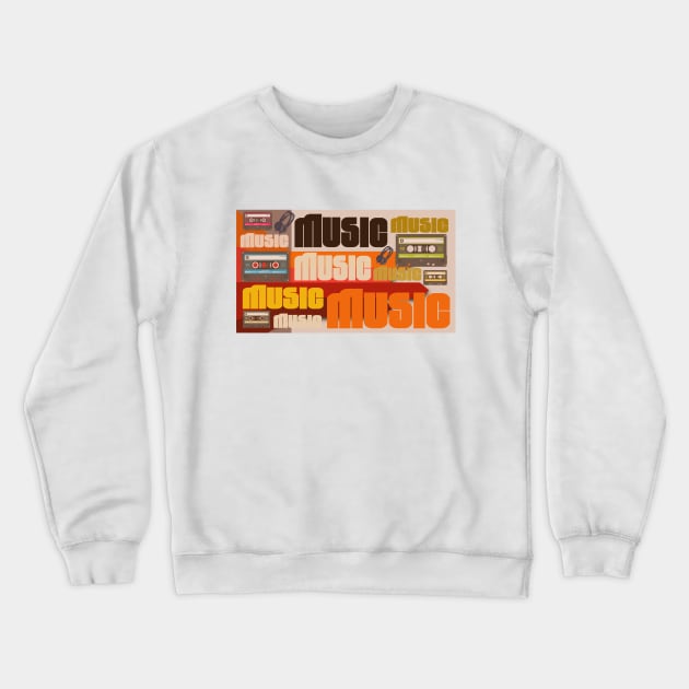 Music Vintage studio retro 80s hi fi audio art music lover beats Crewneck Sweatshirt by SpaceWiz95